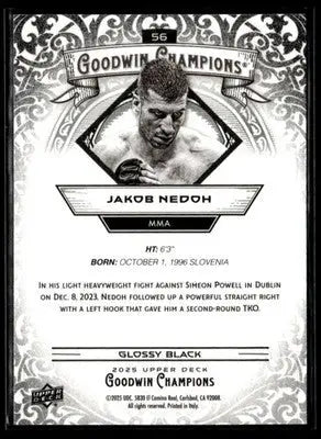 2025 Upper Deck Goodwin Champions #56 Jakob Nedoh Glossy Black - Other
