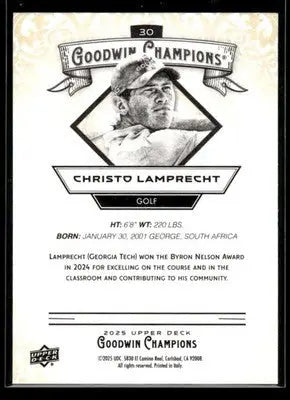 2025 Upper Deck Goodwin Champions Christo Lamprecht #30 Georgia Tech - Other