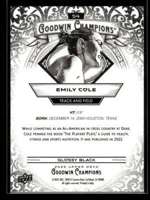 2025 Upper Deck Goodwin Champions Emily Cole #54 Glossy Black Track - Other