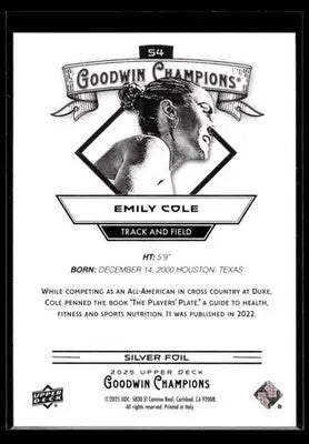 2025 Upper Deck Goodwin Champions Emily Cole #54 Silver Foil Track - Sports Card Single