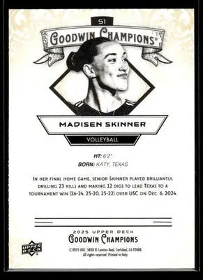 2025 Upper Deck Goodwin Champions Madisen Skinner #51 Volleyball