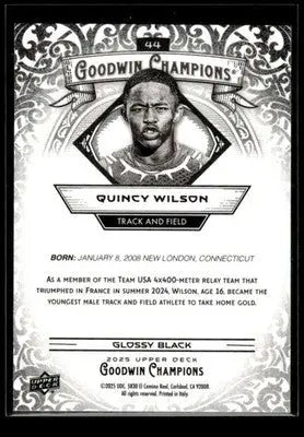 2025 Upper Deck Goodwin Champions Quincy Wilson #44 Glossy Black Track - Other