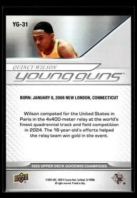2025 Upper Deck Goodwin Champions Quincy Wilson #YG-31 Young Guns Track - Other