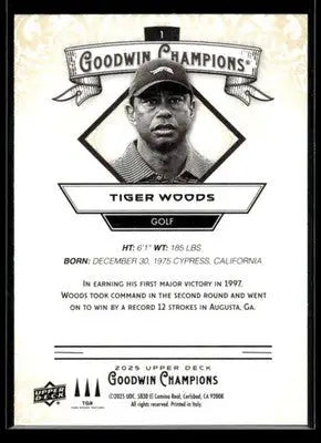 2025 Upper Deck Goodwin Champions Tiger Woods #1 PGA - Other