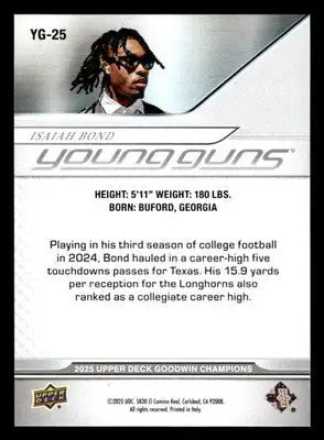 2025 Upper Deck Goodwin Champions #YG-25 Isaiah Bond Young Guns - Football Card Single