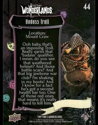 2025 Upper Deck Tiny Tina’s Wonderlands Badass Troll #44 - Other