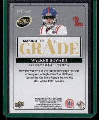 2025 Upper Deck World of Sports Walker Howard #MTG-WH Making the Grade Football - Football Card Single