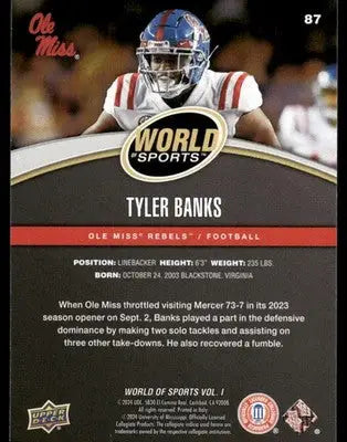 2025 Upper Deck World Sports Tyler Banks #87 / Football - Football Card Single