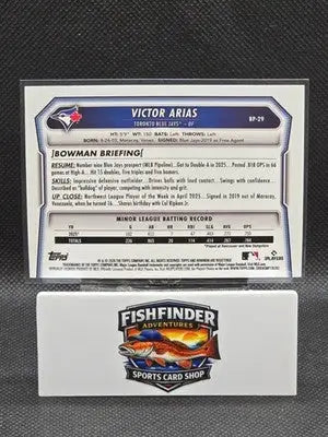 2026 Bowman 1st Victor Arias #BP-29 Green Scorecard /99 Toronto Blue Jays - Baseball Card Single