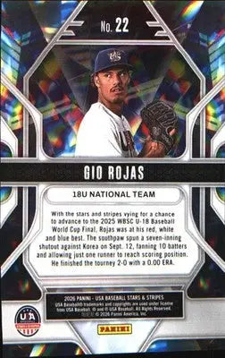 2026 Panini Stars & Stripes Prizm USA Baseball Prizmatic #22 Gio Rojas