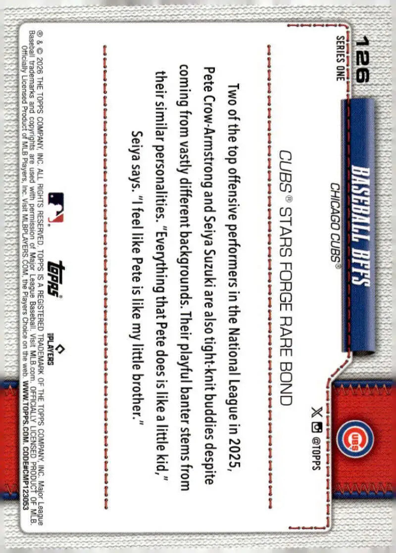2026 Topps #126 Pete Crow-Armstrong NM-MT Chicago Cubs Baseball Card