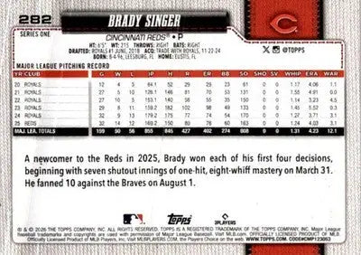 2026 Topps #282 Brady Singer - Baseball Card Single