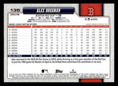 2026 Topps Alex Bregman #135 Boston Red Sox - Baseball Card Single