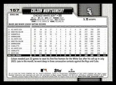 2026 Topps Colson Montgomery #157 RC Chicago White Sox - Baseball Card Single