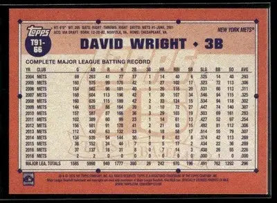 2026 Topps David Wright #T91-66 1991 Topps 35th Anniversary New York Mets - Baseball Card Single