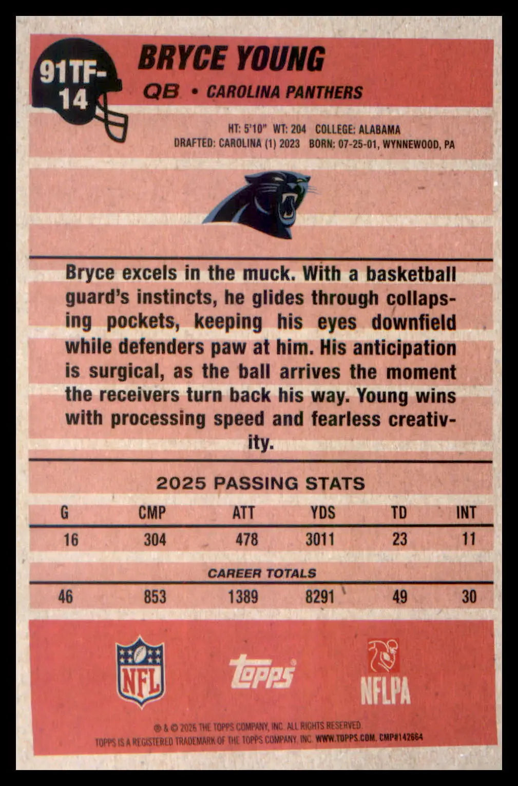 2026 Topps Flagship 1991 Topps Flagship Football #91TF-14 Bryce Young - Football Card Single