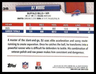 2026 Topps Flagship Football Pattern Rainbow Foil #36 DJ Moore