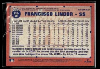 2026 Topps Francisco Lindor #91C-90 1991 Topps 35th Anniversary Chrome Mets - Baseball Card Single