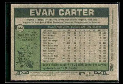 2026 Topps Heritage Evan Carter #244 Texas Rangers - Baseball Card Single