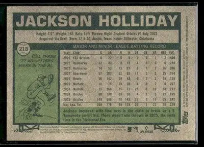 2026 Topps Heritage Jackson Holliday #218 Baltimore Orioles - Baseball Card Single