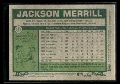 2026 Topps Heritage Jackson Merrill #351 San Diego Padres - Baseball Card Single