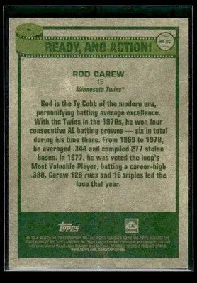 2026 Topps Heritage Rod Carew #RA-RC Ready and Action! Minnesota Twins - Baseball Card Single