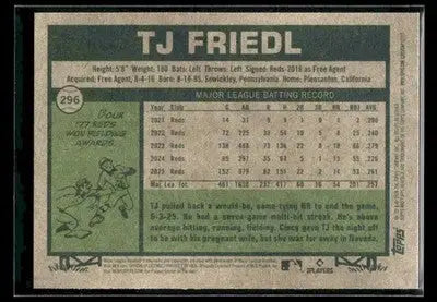 2026 Topps Heritage TJ Friedl #296 Cincinnati Reds - Baseball Card Single