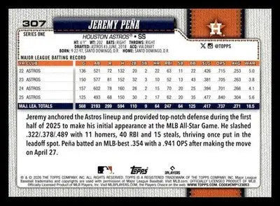 2026 Topps Jeremy Peña #307 Houston Astros - Baseball Card Single