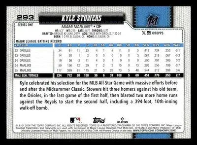 2026 Topps Kyle Stowers #293 Miami Marlins - Baseball Card Single
