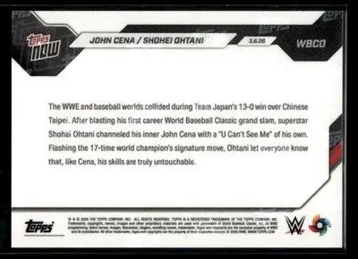 2026 Topps Now World Baseball Classic John Cena / Shohei Ohtani #WBCO Japan