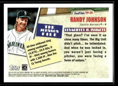 2026 Topps Randy Johnson #TP-25 Topps Profiles Seattle Mariners