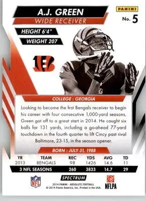 A.J. Green - 2014 Panini Absolute - #5 - Retail Red Football - Football Card Single