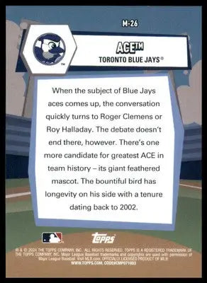 ACE 2024 Topps Big League Mascots #M-26 Toronto Blue Jays - Baseball Card Single