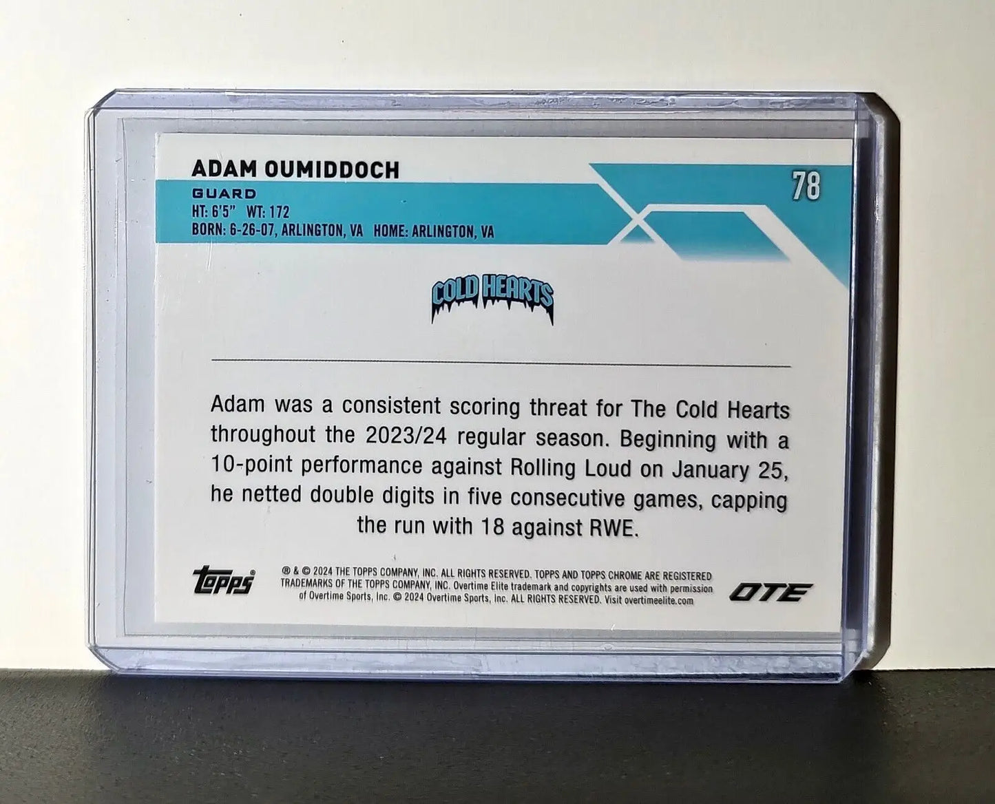 Adam Oumiddoch Rookie Card 2023-24 Topps Chrome Overtime #78 Cold Hearts - Basketball Card Single