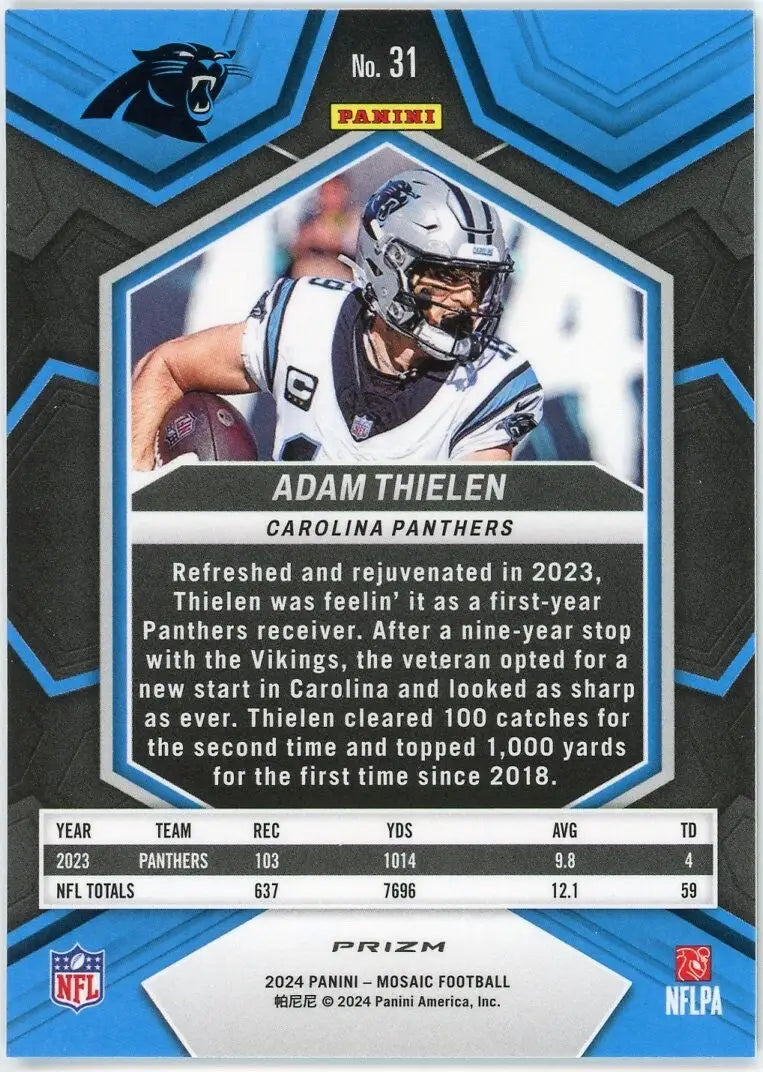 Adam Thielen 2024 Panini Mosaic Green Mosaic #31 Carolina Panthers Football Card - Football Card Single
