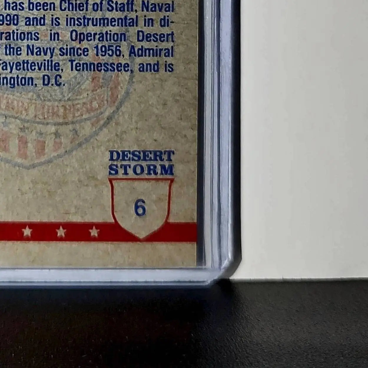 Admiral Frank Kelso 1991 Topps Desert Storm #6 Card
