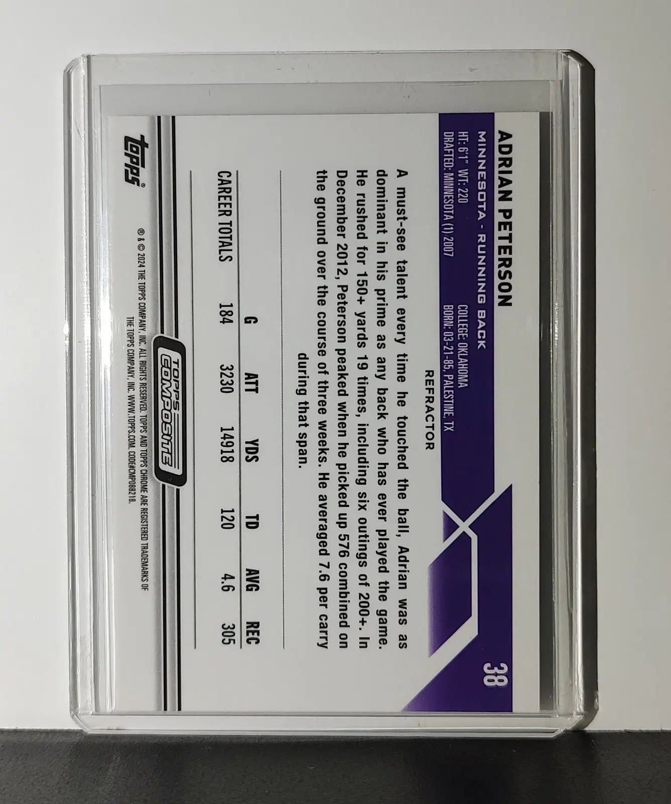 Adrian Peterson 2023 Topps Chrome NFL #38 Refractor Card Minnesota Vikings