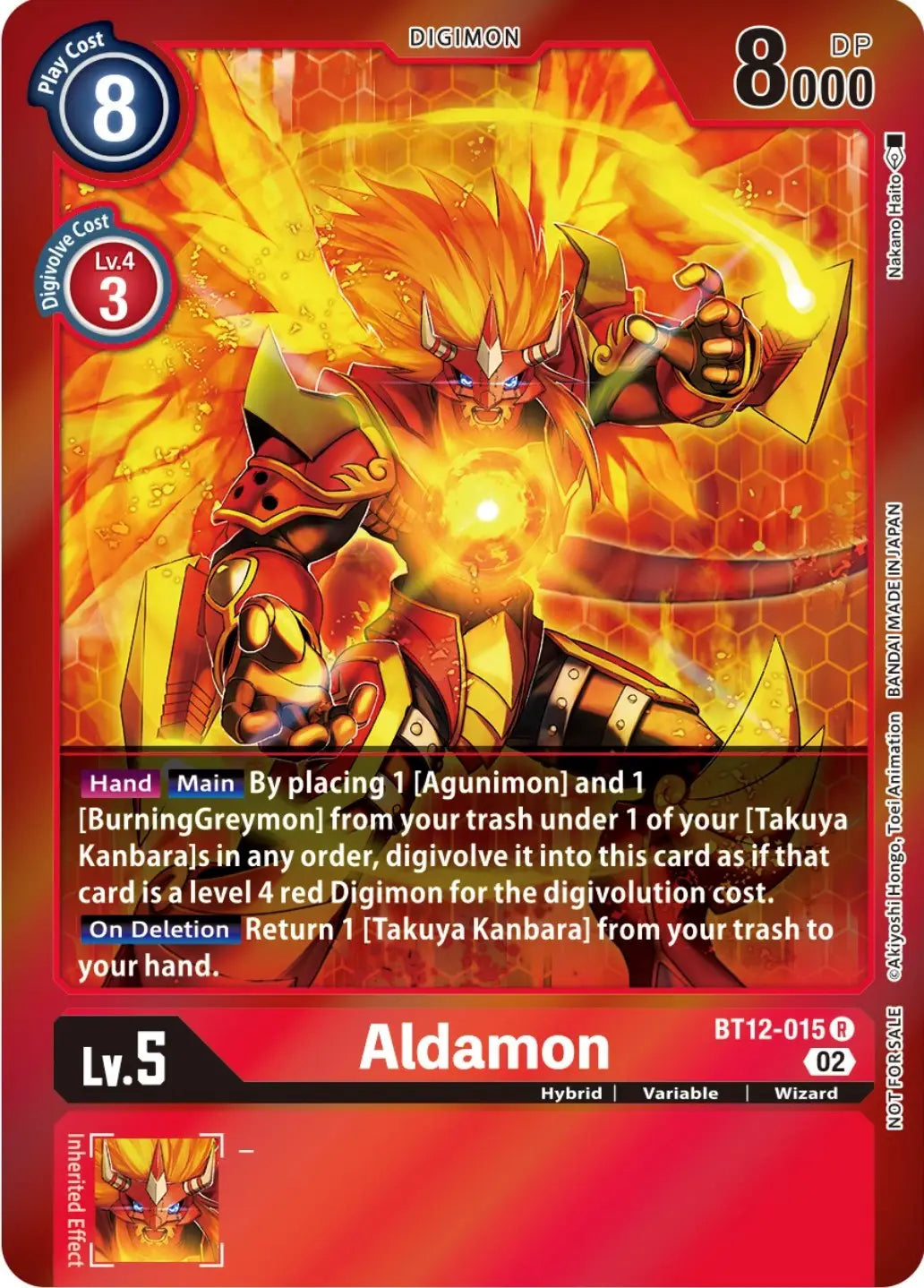 Aldamon BT12-015 Digimon card from Tamer Party Special Across Time Promos