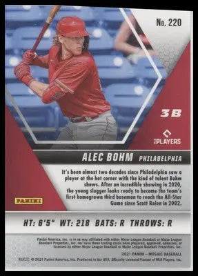Alec Bohm Rookie 2021 Panini Mosaic #220 Philadelphia Phillies - Baseball Card Single
