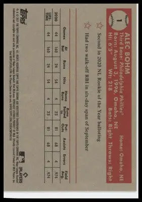 Alec Bohm Rookie 2021 Topps Chrome Platinum Anniversary #1 Philadelphia Phillies - Baseball Card Single