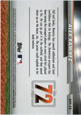 Alex Ramírez 2024 Bowman Bowman Scouts’ Top 100 #BTP-72 New York Mets - Baseball Card Single