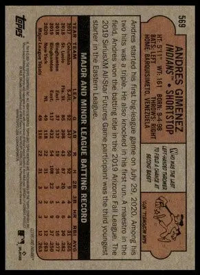 Andres Gimenez Rookie 2021 Topps Heritage #569 Cleveland Indians - Baseball Card Single