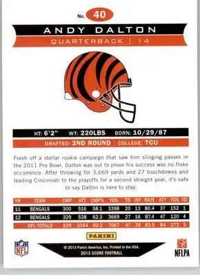 Andy Dalton - 2013 Score - #40 - Football - Football Card Single