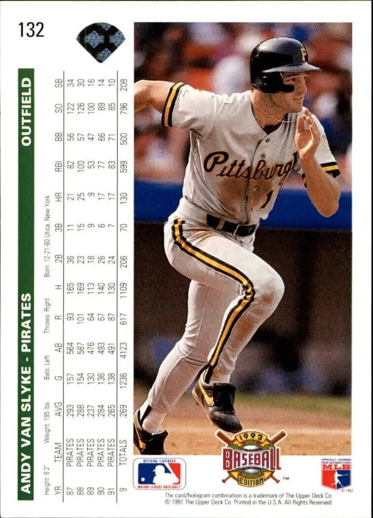 Andy Van Slyke 1992 Upper Deck MLB #132 Baseball Card Pittsburgh Pirates - Baseball Card Single