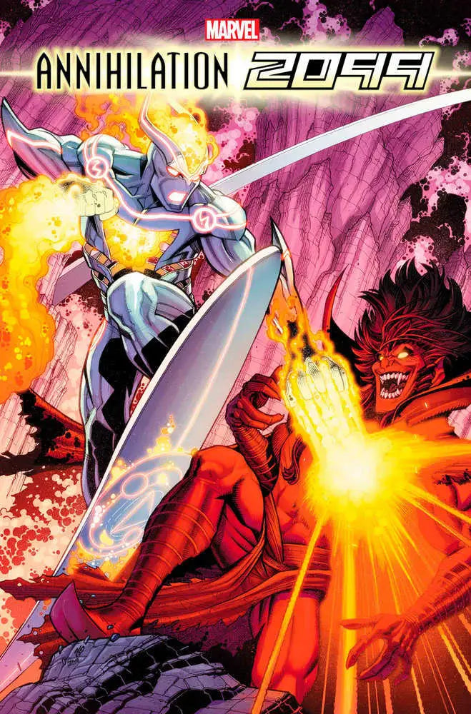 Marvel comic book cover of Annihilation 2099 #4 with Silver Surfer in cosmic battle