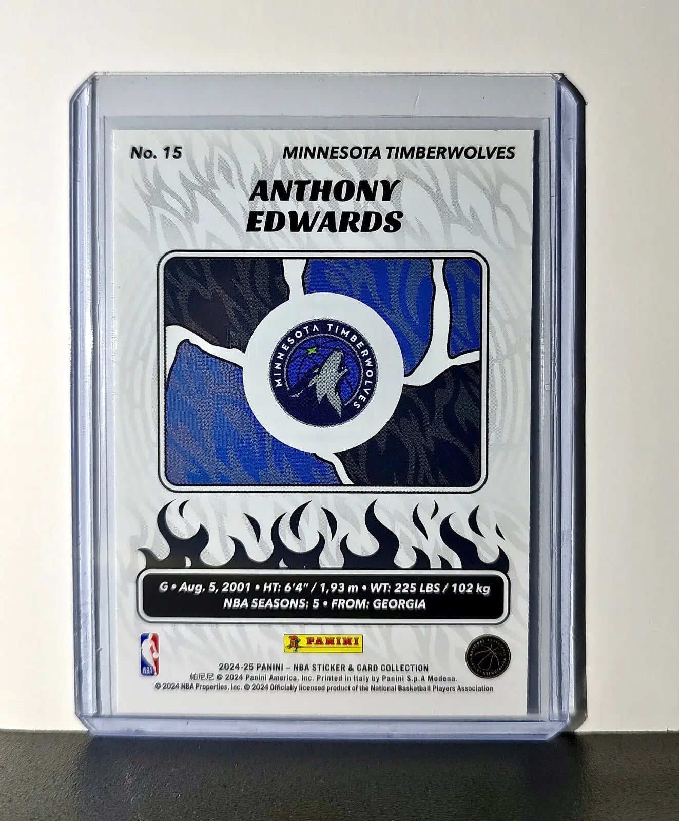 Anthony Edwards 2024-25 Panini NBA #15 Sticker Card Minnesota Timberwolves