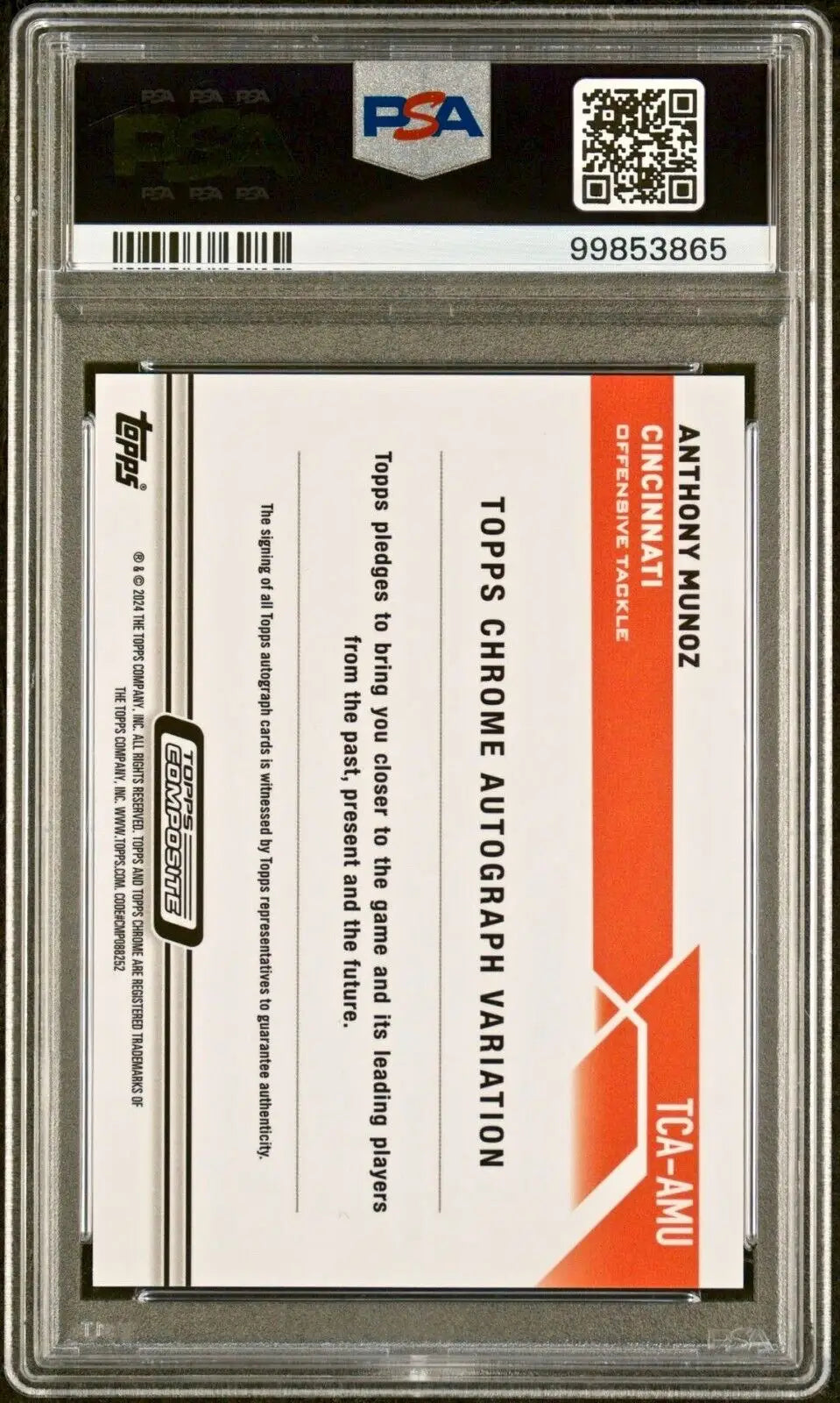 Anthony Munoz 2023 Topps Chrome NFL Geometric Red 2/5 Card PSA 9 Auto 10 - Football Card Single