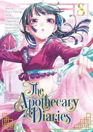 Manga volume 8 of Apothecary Diaries featuring a female character in traditional attire