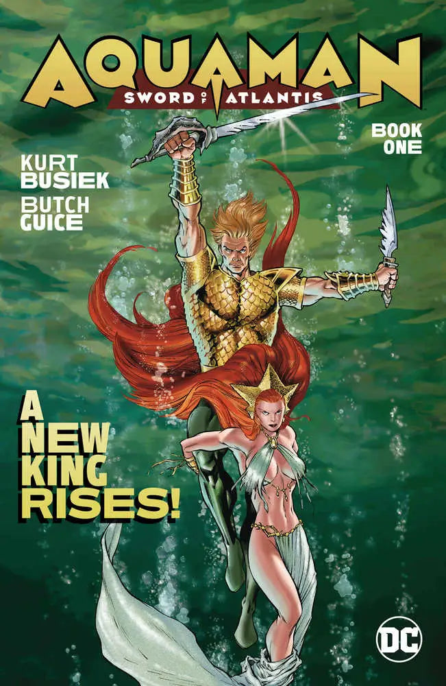 Aquaman Sword Of Atlantis TPB Book 01 cover with armored warriors in underwater battle scene