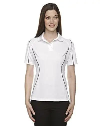Women’s white short-sleeved protection colorblock polo with dark trim from Ashe Xtream